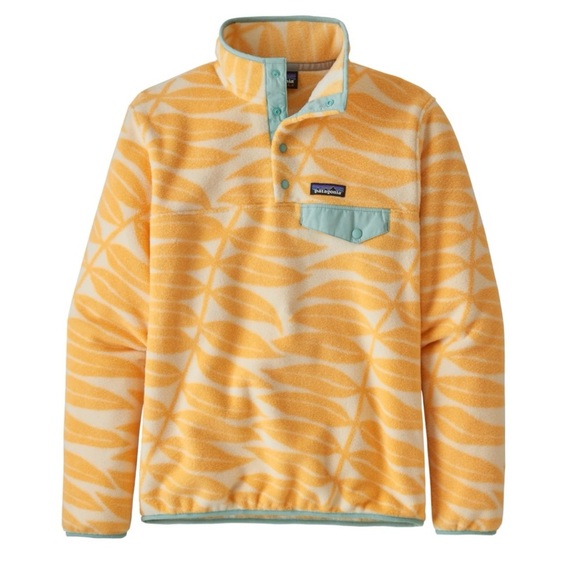 Patagonia Eucalyptus Fronds Vela Peach Synchilla Snap-T Fleece Pullover Size M - Picture 3 of 4